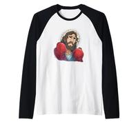 Grafica con Scritta Pretty Jesus Christ Maglia con Maniche Raglan