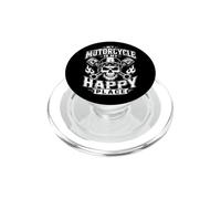 Grafica con teschio da motociclista My Motorcycle Is My Happy Place PopSockets PopGrip per MagSafe