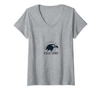 Grafica da Uomo Patriotic Eagle Spirit American Pride Maglietta con Collo a V, Donna, Grigio Melange, L