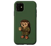 Grafica del caffè mattutino con riccio addormentato Custodia per iPhone 11