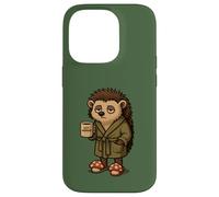 Grafica del caffè mattutino con riccio addormentato Custodia per iPhone 14 Pro