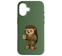 Grafica del caffè mattutino con riccio addormentato Custodia per iPhone 16