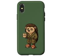 Grafica del caffè mattutino con riccio addormentato Custodia per iPhone X/XS