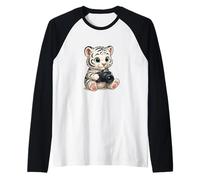 Grafica del fotografo della tigre bianca - Fotografia di animali carini Maglia con Maniche Raglan