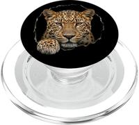 Grafica del gatto selvatico con leopardo che sfonda il buco lacerato PopSockets PopGrip per MagSafe