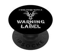 Grafica del tatuaggio «Sono nato con un'etichetta di avvertimento» Testa di drago» PopSockets PopGrip Adesivo