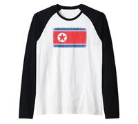 Grafica della bandiera della Corea del Nord per uomini, donne, bambini Maglia con Maniche Raglan