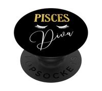 Grafica della regina del compleanno dello zodiaco dei Pesci Diva PopSockets PopGrip Adesivo