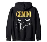 Grafica della Regina del Compleanno di Gemini Diva Zodiac Felpa con Cappuccio