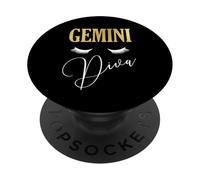 Grafica della regina del compleanno di Gemini Diva Zodiac PopSockets PopGrip Adesivo
