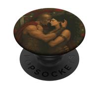Grafica dell'abbraccio del guerriero spartano e del guerriero amazzonico PopSockets PopGrip Adesivo
