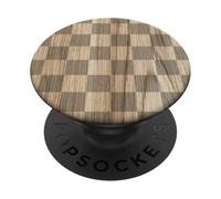 Grafica di sfondo fresco a scacchi con stampa in legno chiaro vintage PopSockets PopGrip Adesivo