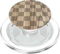 Grafica di sfondo fresco a scacchi con stampa in legno chiaro vintage PopSockets PopGrip per MagSafe
