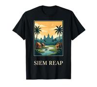 Grafica di Viaggio retrò di SIEM Reap Tempio Cambogia Maglietta