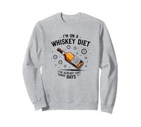 Grafica Divertente con Citazione I'm On A Whiskey Dietet Felpa, Unisex per Adulti, Grigio Melange, XL