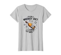 Grafica Divertente con Citazione I'm On A Whiskey Dietet Maglietta, Donna, Argento, L