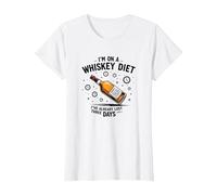Grafica Divertente con Citazione I'm On A Whiskey Dietet Maglietta, Donna, Bianco, S