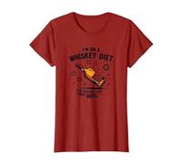 Grafica Divertente con Citazione I'm On A Whiskey Dietet Maglietta, Donna, Mirtillo Rosso, L