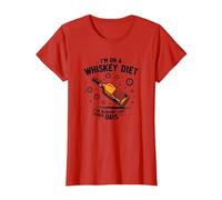 Grafica Divertente con Citazione I'm On A Whiskey Dietet Maglietta, Donna, Rosso, XS