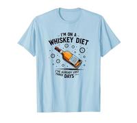Grafica Divertente con Citazione I'm On A Whiskey Dietet Maglietta, Uomo, Celeste, XXL