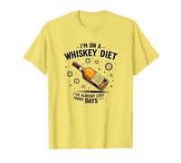 Grafica Divertente con Citazione I'm On A Whiskey Dietet Maglietta, Uomo, Limone, 3XL
