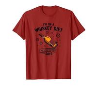Grafica Divertente con Citazione I'm On A Whiskey Dietet Maglietta, Uomo, Mirtillo Rosso, XXL