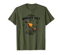 Grafica Divertente con Citazione I'm On A Whiskey Dietet Maglietta, Uomo, Oliva, XXL