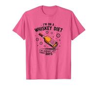 Grafica Divertente con Citazione I'm On A Whiskey Dietet Maglietta, Uomo, Rosa mélange, XL