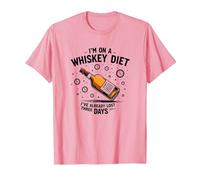 Grafica Divertente con Citazione I'm On A Whiskey Dietet Maglietta, Uomo, Rosa, S