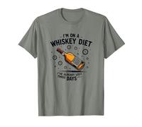 Grafica Divertente con Citazione I'm On A Whiskey Dietet Maglietta, Uomo, Verde Militare mélange, XL