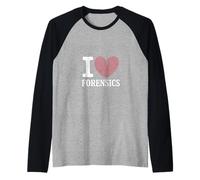 Grafica Divertente con Impronte digitali I Love Forensics dicendo Maglia con Maniche Raglan
