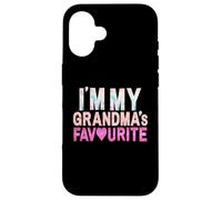 Grafica divertente con scritta "Grandma's Favorite Grandson" Custodia per iPhone 16