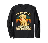 Grafica Divertente per Amanti dei Cani con Scritta I'm My Dog's Emotional Support Maglia a Manica