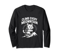 Grafica divertente per scalare ogni gatto Meowntain Maglia a Manica