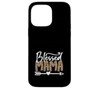 Grafica elegante con stampa leopardata della mamma benedetta Custodia per iPhone 14 Pro Max