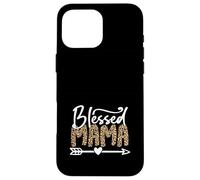 Grafica elegante con stampa leopardata della mamma benedetta Custodia per iPhone 16 Pro Max
