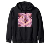 Grafica Fantasy Castle Sky Dragons Floating Kingdom Felpa con Cappuccio