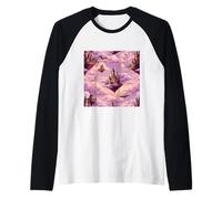 Grafica Fantasy Castle Sky Dragons Floating Kingdom Maglia con Maniche Raglan