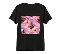 Grafica Fantasy Castle Sky Dragons Floating Kingdom Maglietta Premium