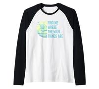 Grafica Find Me Where The Wild Are Retro Mountain Maglia con Maniche Raglan
