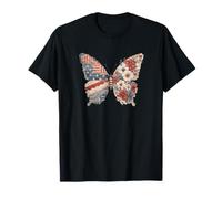 Grafica Floreale con Farfalla patriottica Bandiera Americana Maglietta