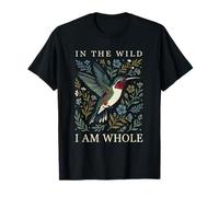 Grafica Floreale retrò con Colibrì «in The Wild I Am Whole» Maglietta