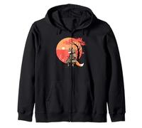 Grafica Fox Warrior Tramonto Giapponese Ukiyo-e Art Felpa con Cappuccio