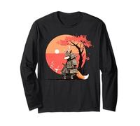 Grafica Fox Warrior Tramonto Giapponese Ukiyo-e Art Maglia a Manica