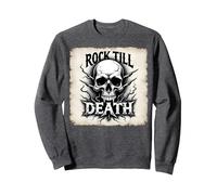 Grafica Heavy Metal Rock Till Death Skull Felpa, Unisex per Adulti, Grigio Scuro, S