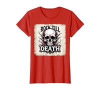 Grafica Heavy Metal Rock Till Death Skull Maglietta, Donna, Rosso, S