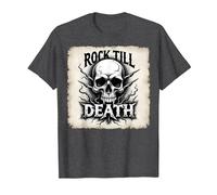 Grafica Heavy Metal Rock Till Death Skull Maglietta, Uomo, Grigio Scuro, 6XL