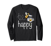 Grafica ispiratrice Be Happy Bee Daisy Flower Lover Maglia a Manica