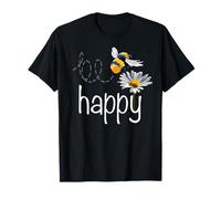 Grafica ispiratrice Be Happy Bee Daisy Flower Lover Maglietta