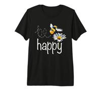 Grafica ispiratrice Be Happy Bee Daisy Flower Lover Maglietta Premium